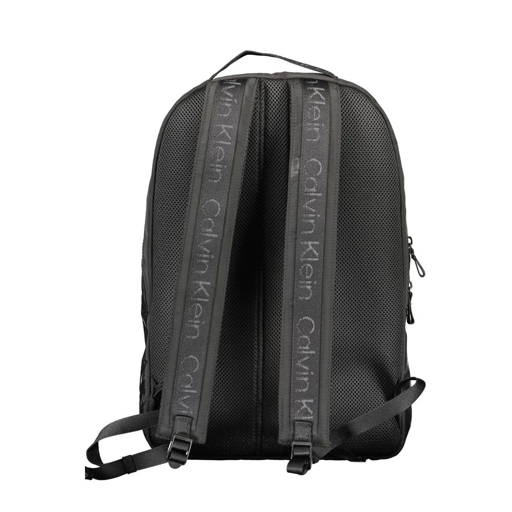 Black Polyester Men Backpack