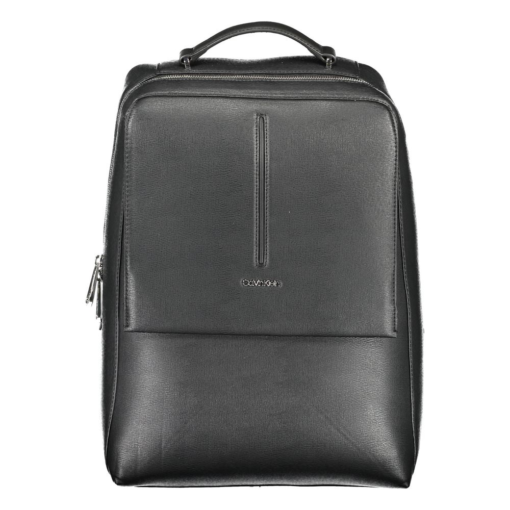 Black Polyester Men Backpack