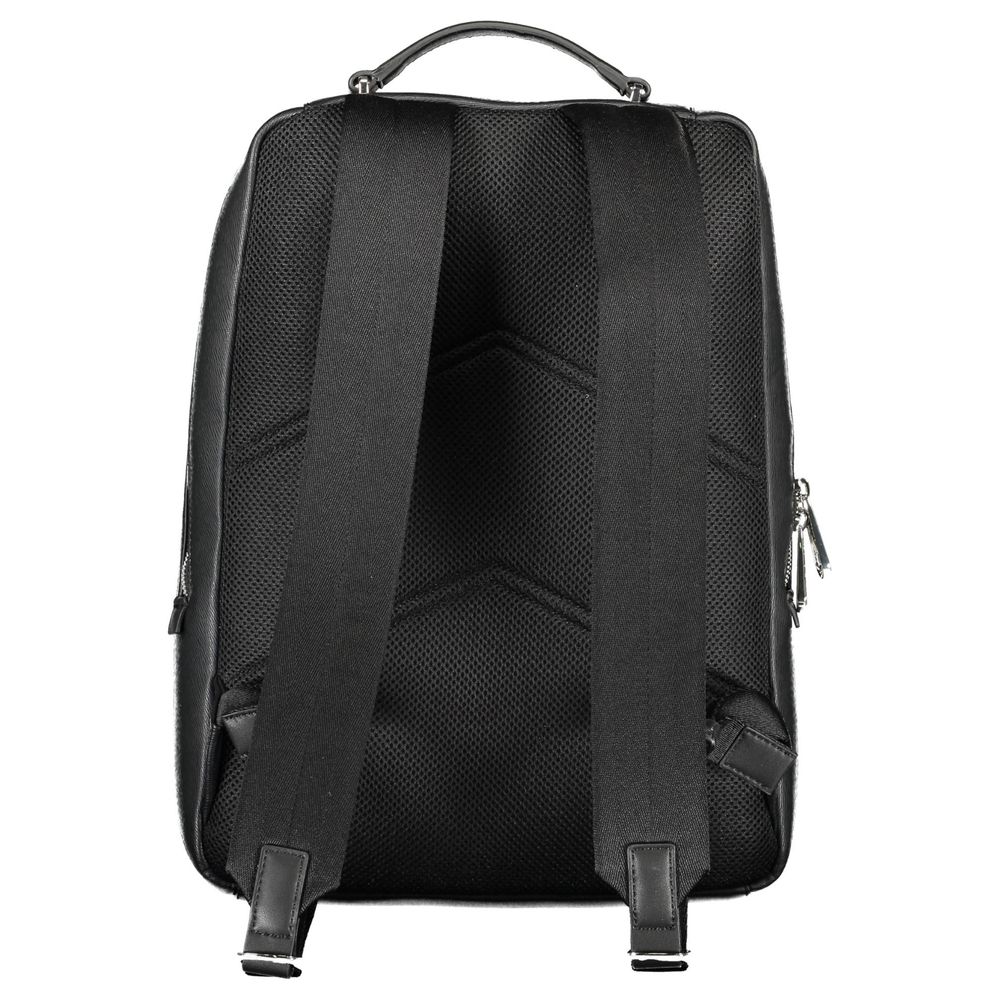 Black Polyester Men Backpack