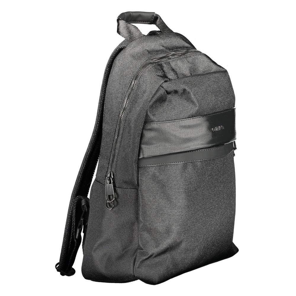 Black Polyester Men Backpack