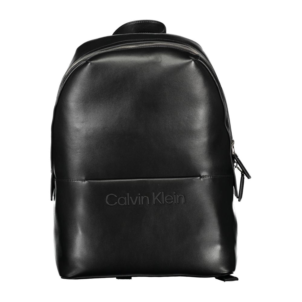 Black Polyester Men Backpack