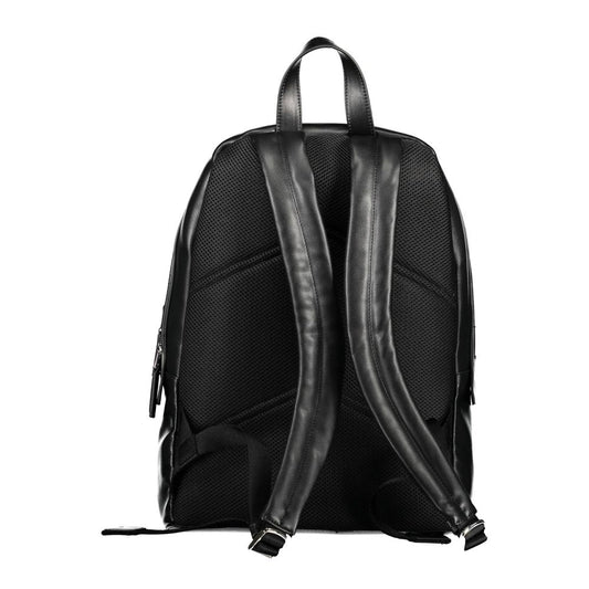 Black Polyester Men Backpack