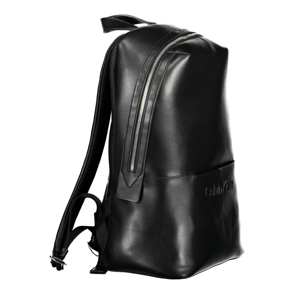 Black Polyester Men Backpack