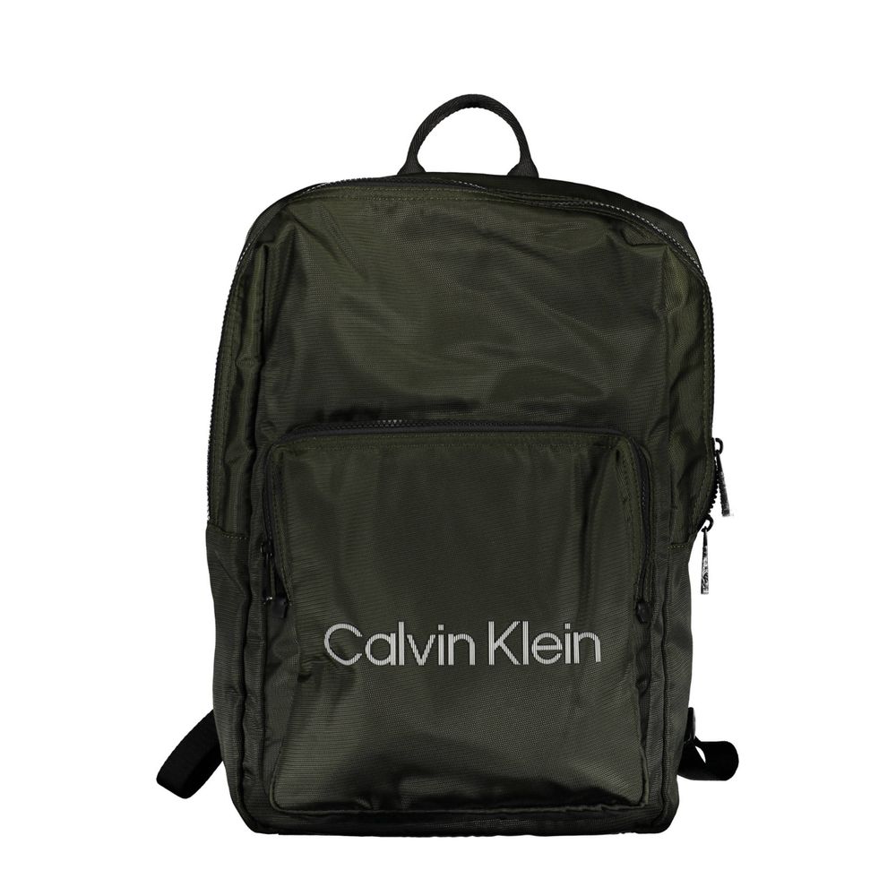 Green Polyester Men Backpack