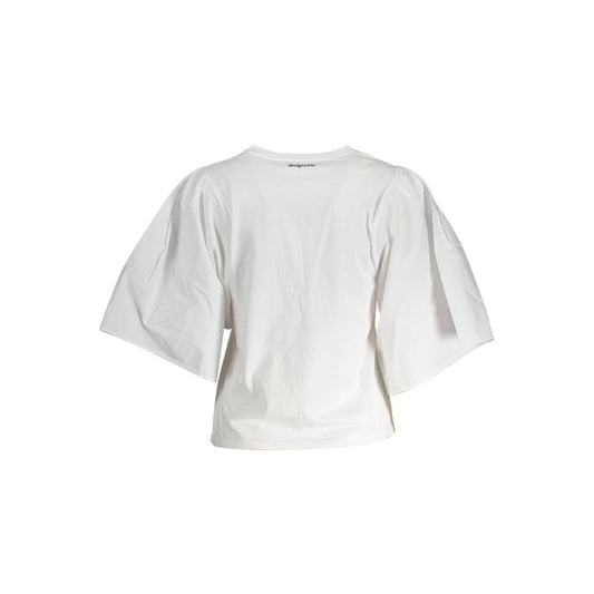 White Cotton Women T-Shirt