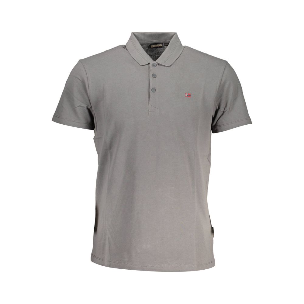 Gray Cotton Men Polo Shirt