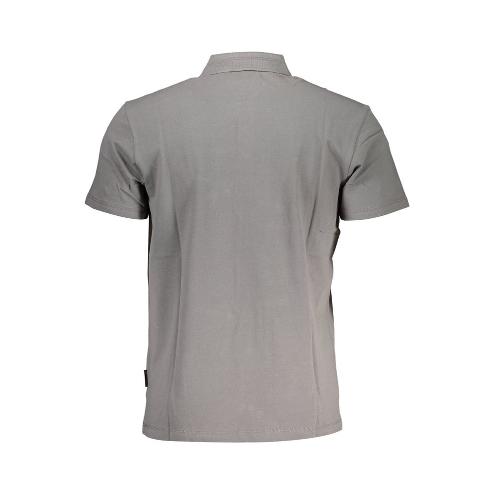 Gray Cotton Men Polo Shirt