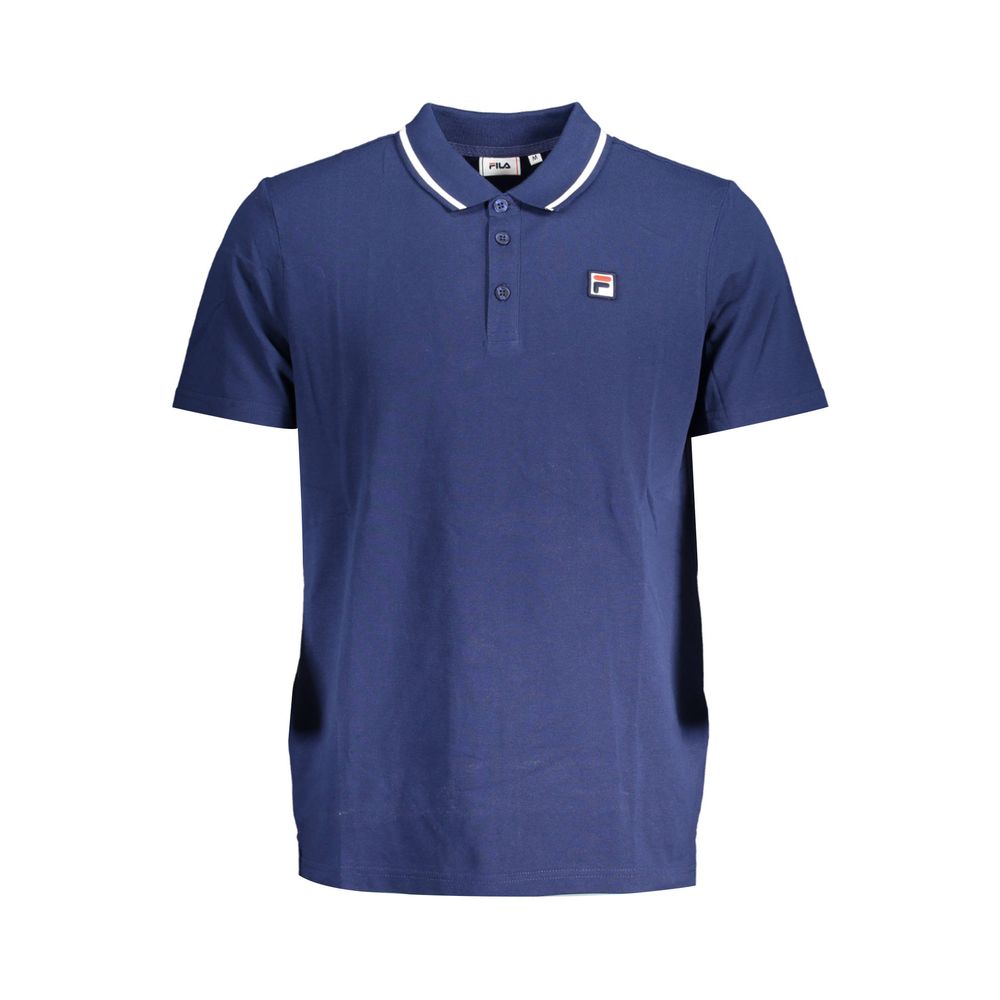 Blue Cotton Men Polo Shirt