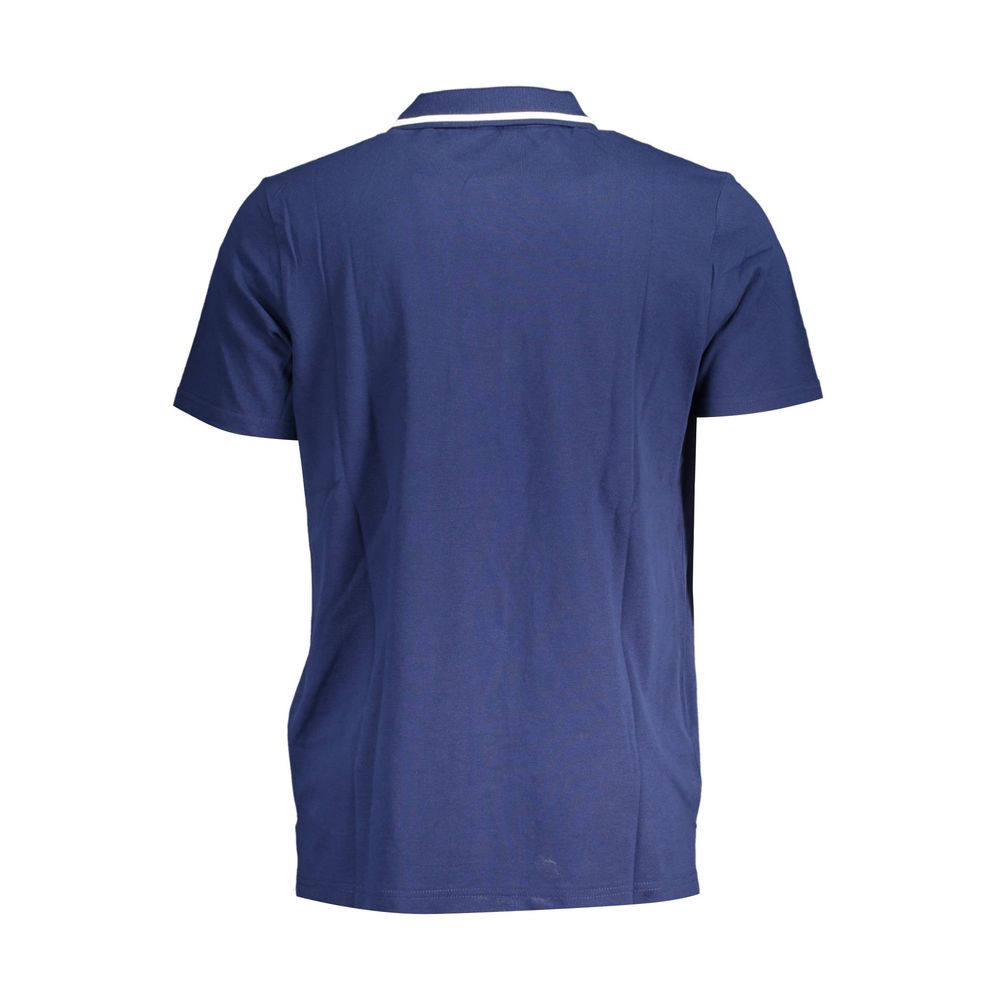 Blue Cotton Men Polo Shirt