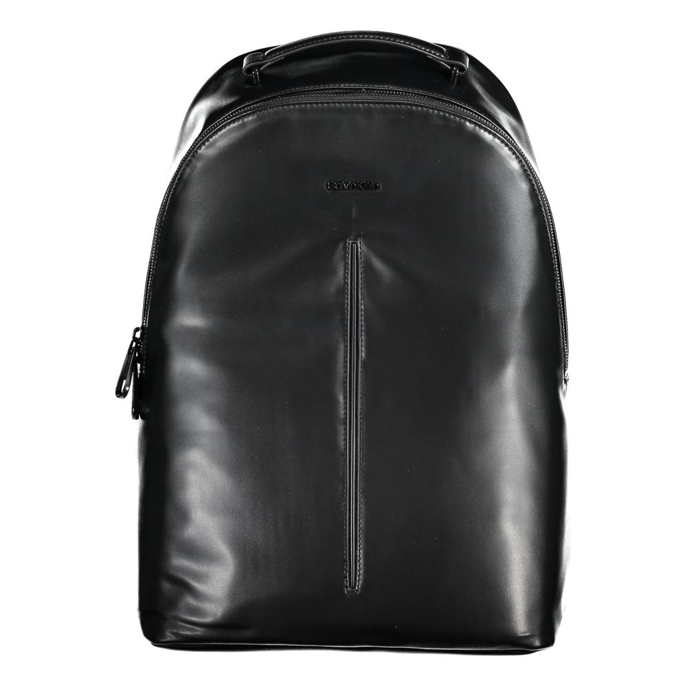 Black Polyester Men Backpack