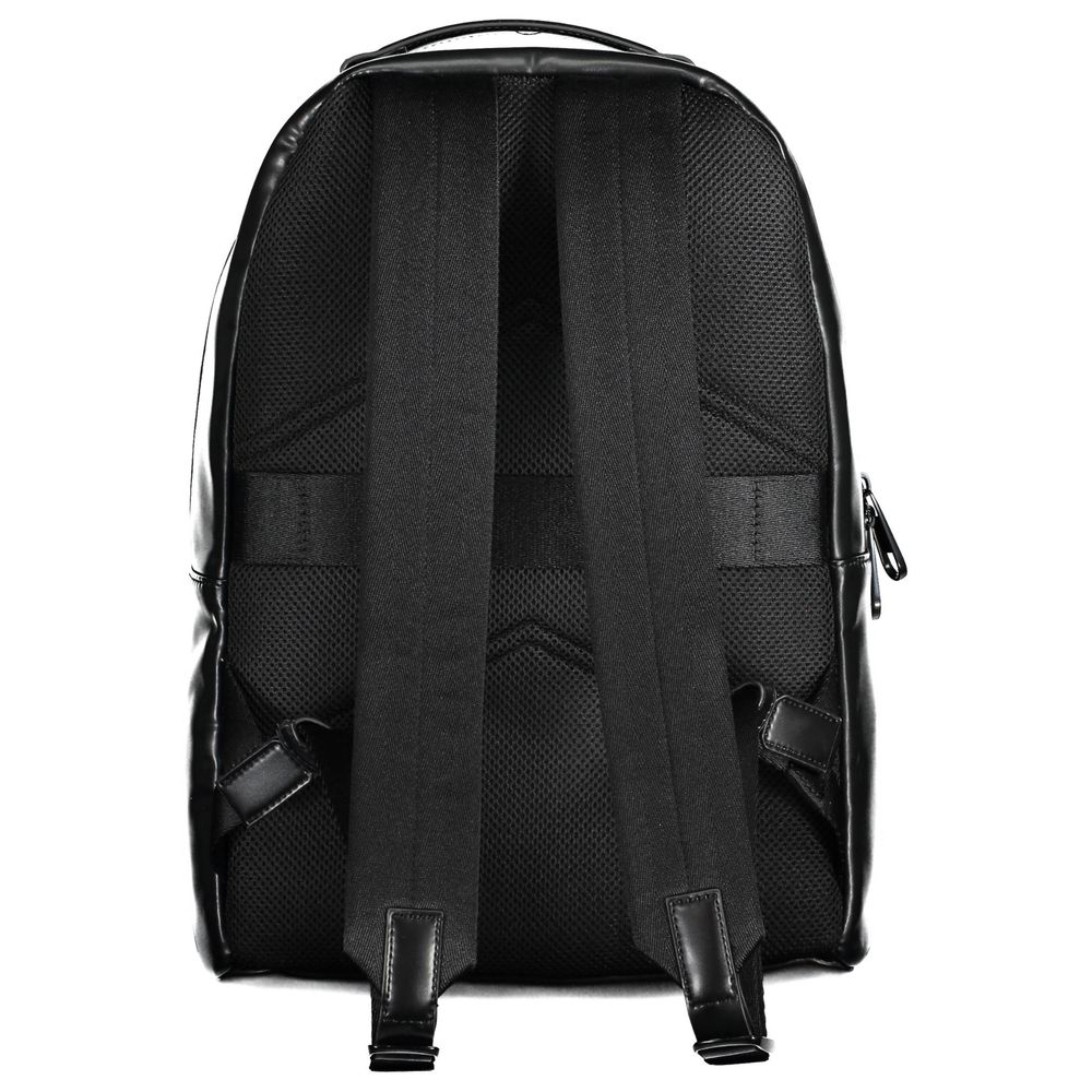 Black Polyester Men Backpack