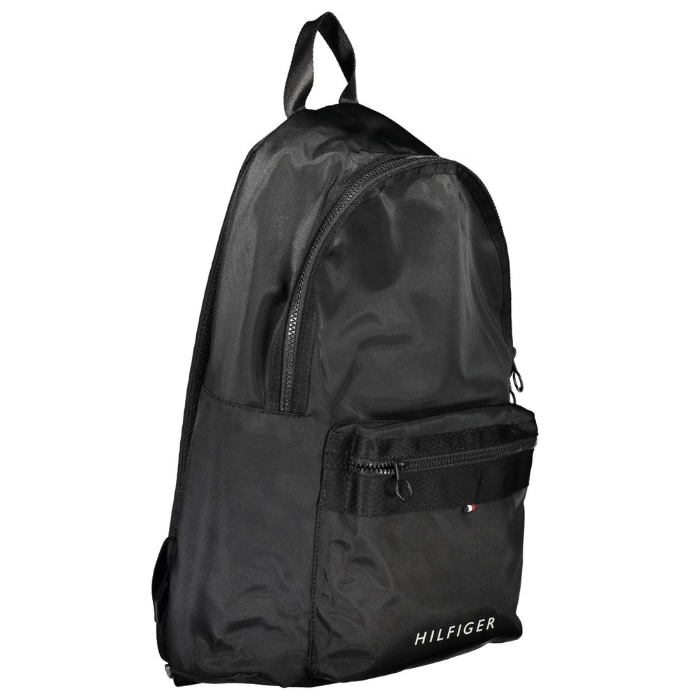 Black Polyester Men Backpack