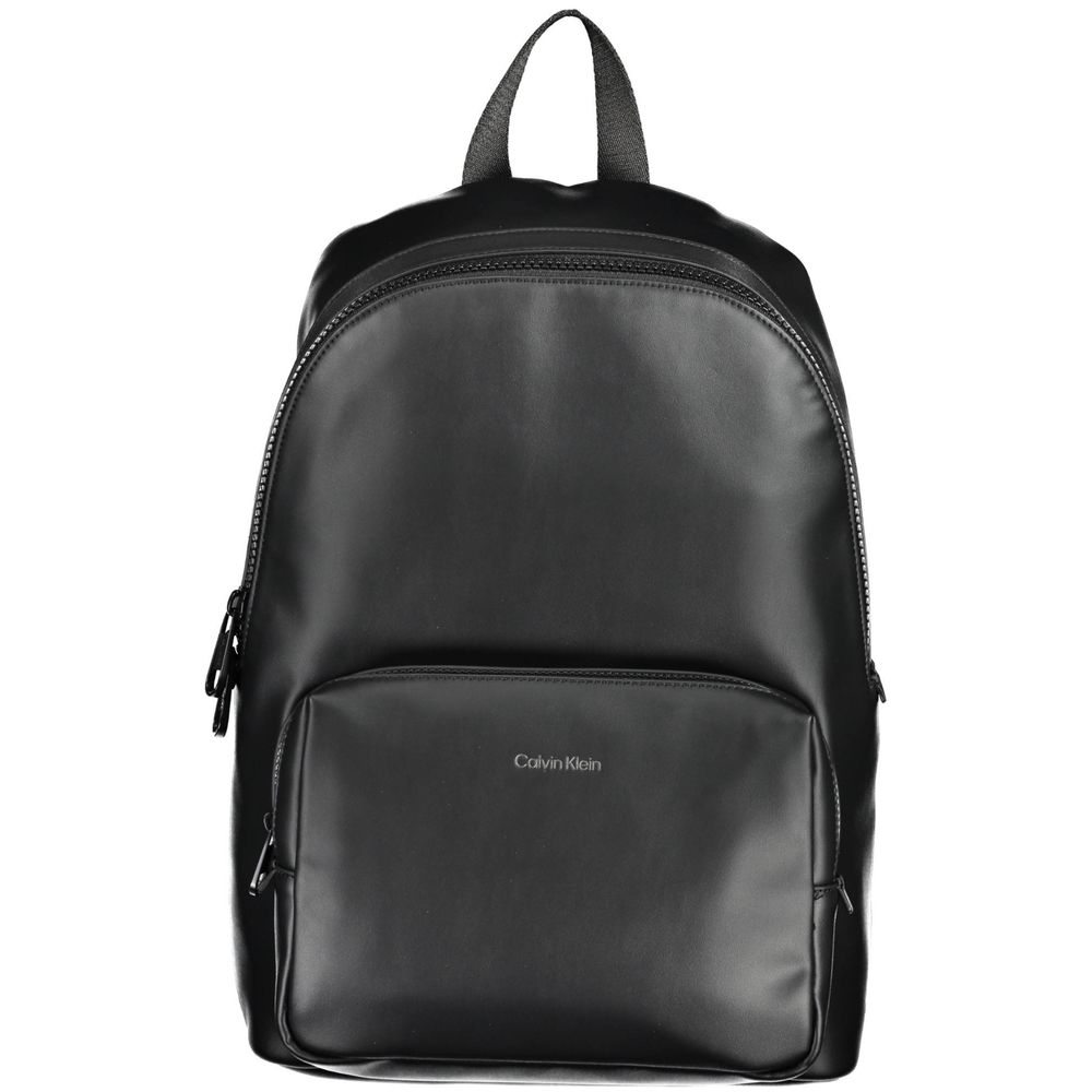 Black Polyester Men Backpack