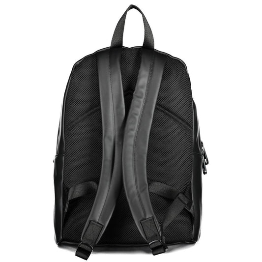 Black Polyester Men Backpack