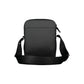 Sleek Black Shoulder Bag with Contrasting Details