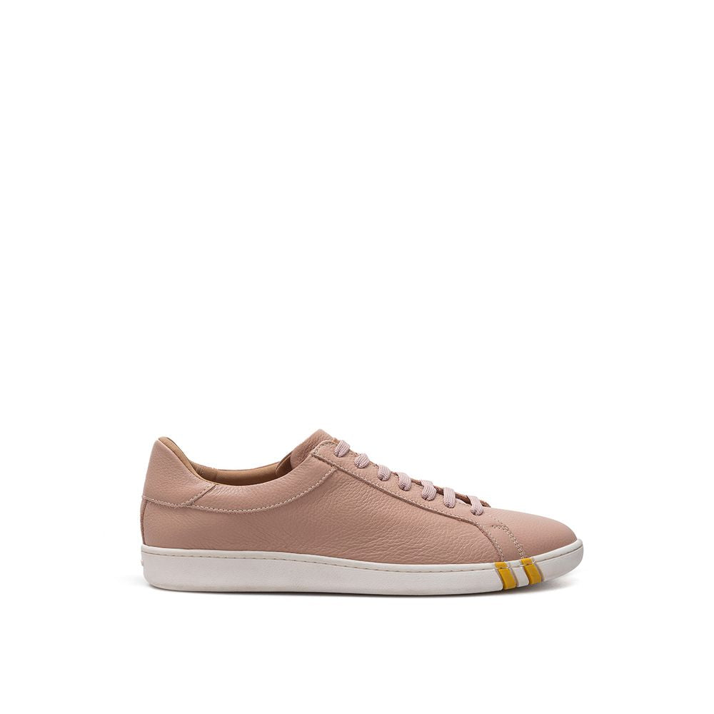 Elegant Pink Cotton Leather Sneakers