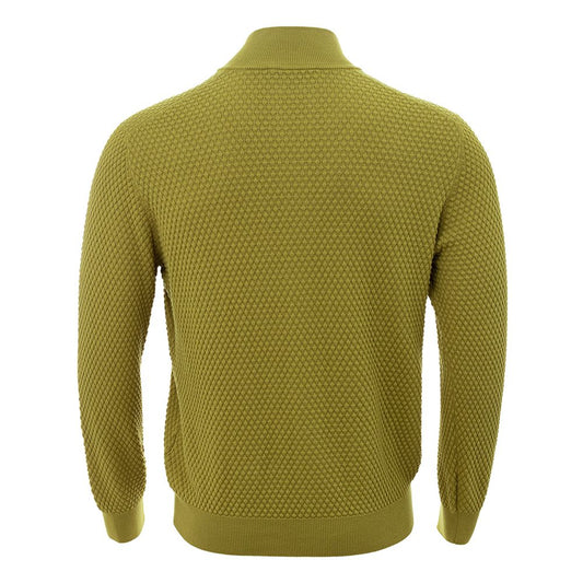 Elegante cardigan in cotone giallo per uomo