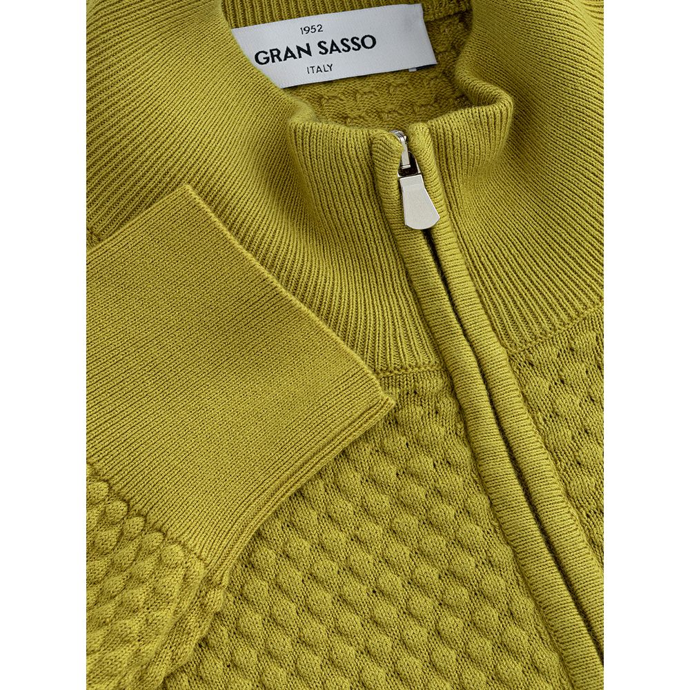 Elegante cardigan in cotone giallo per uomo