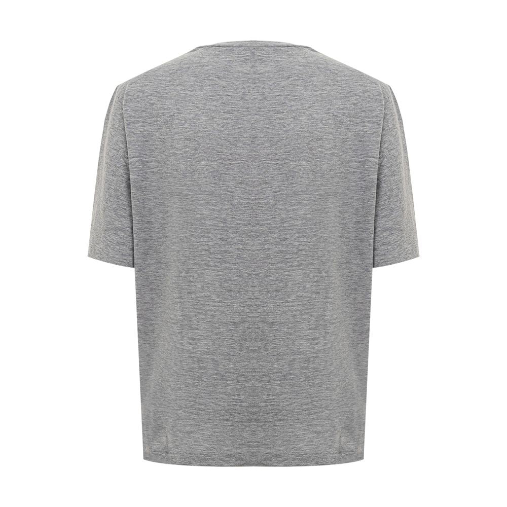 T-shirt in cotone grigio chic per la donna moderna