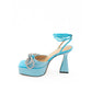 Light Blue Leather Platforms & Wedge