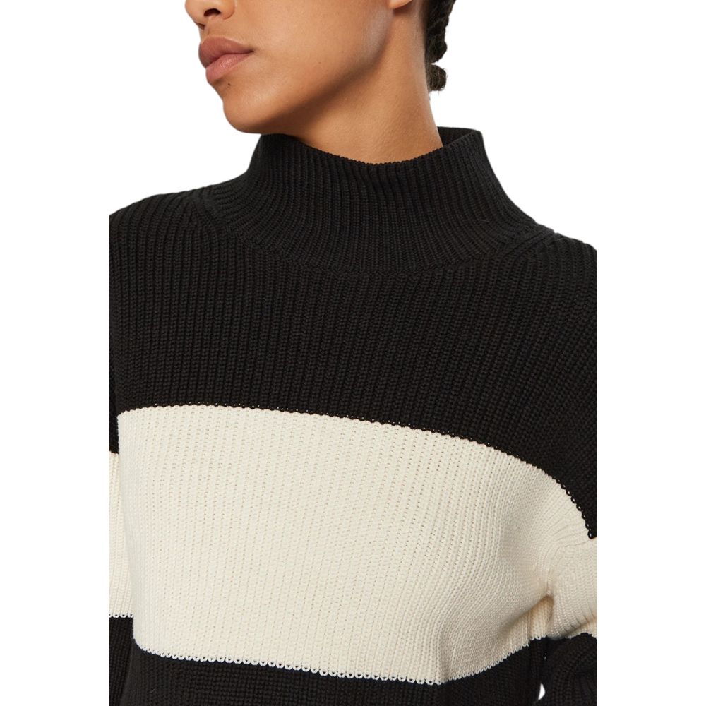 Schwarz-weißer Baumwollpullover