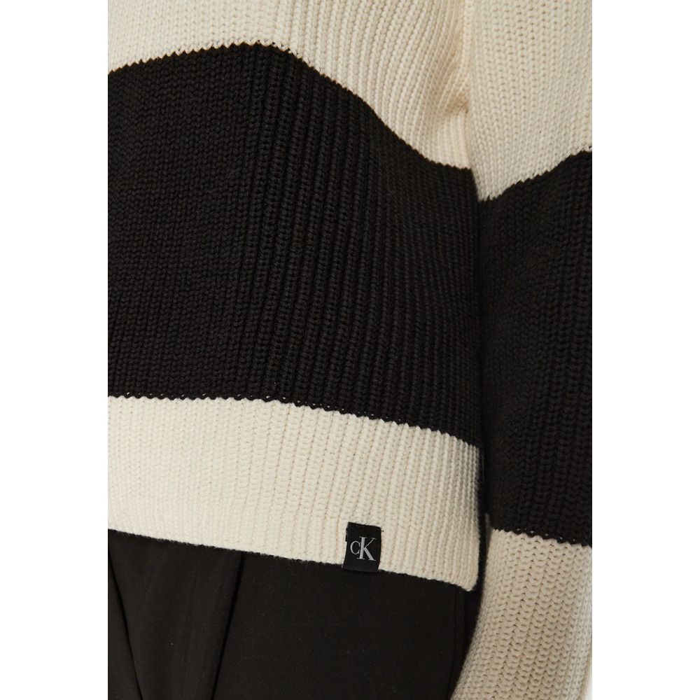 Schwarz-weißer Baumwollpullover