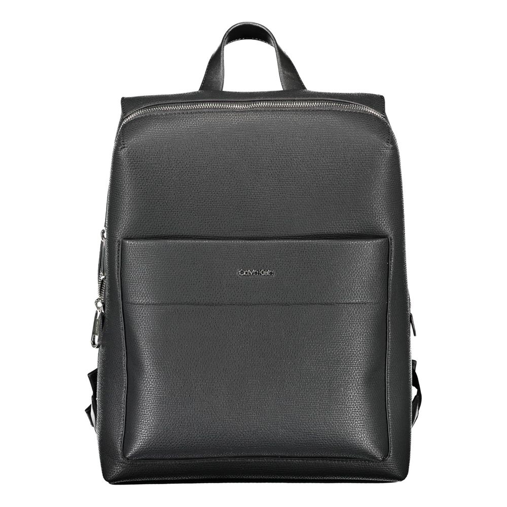 Black Polyester Men Backpack