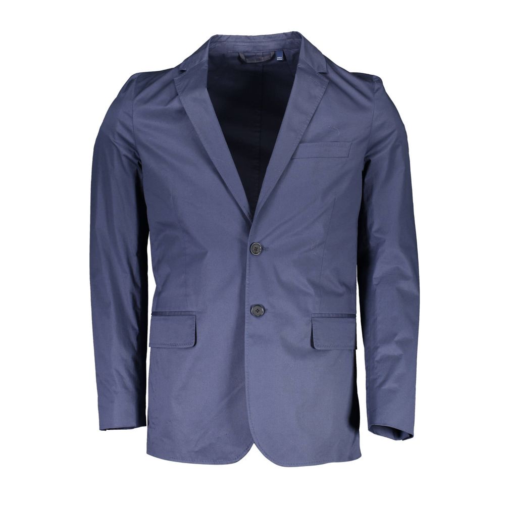 Blue Cotton Men Jacket