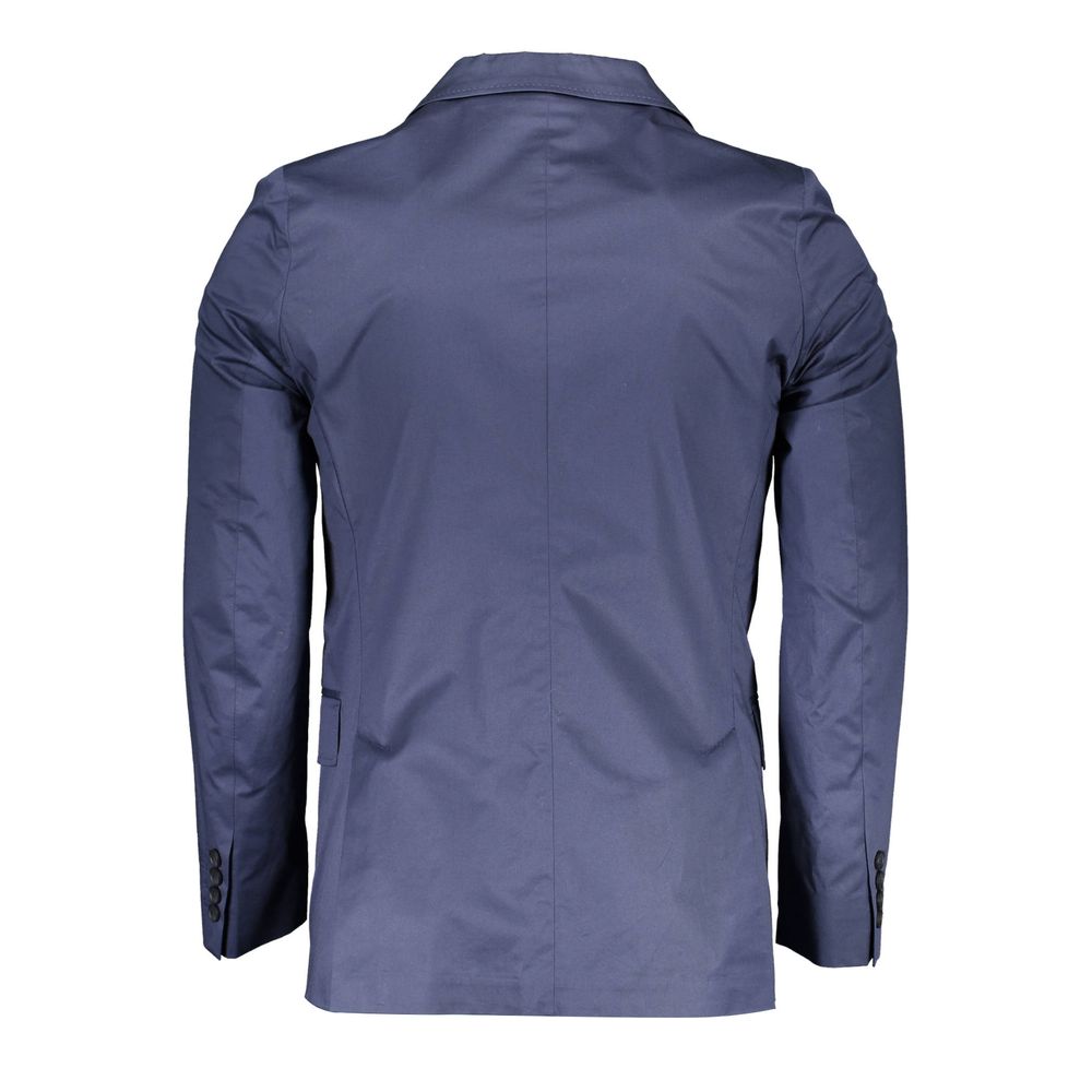 Blue Cotton Men Jacket