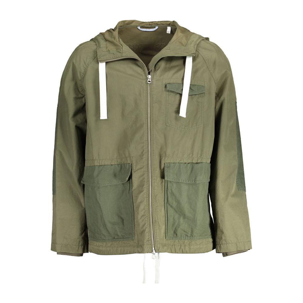 Green Cotton Men Jacket