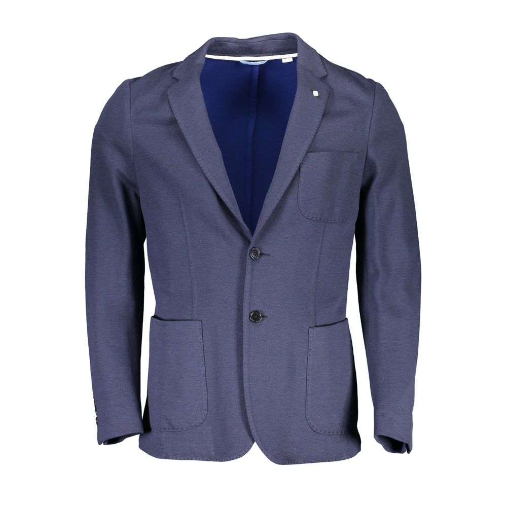 Blue Cotton Men Jacket