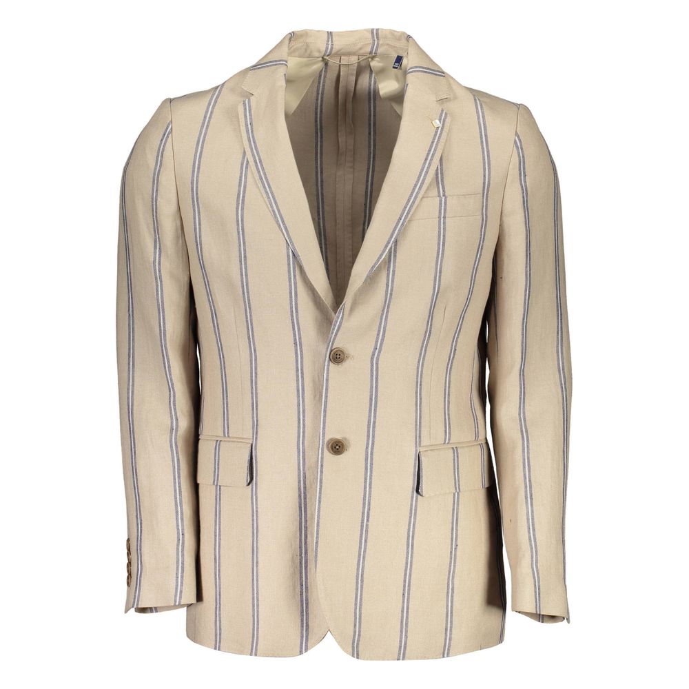 Beige Linen Men Jacket