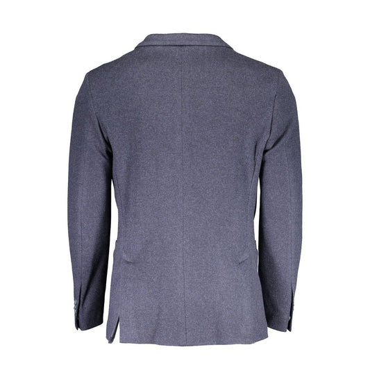 Blue Cotton Men Jacket