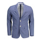 Blue Polyester Men Jacket