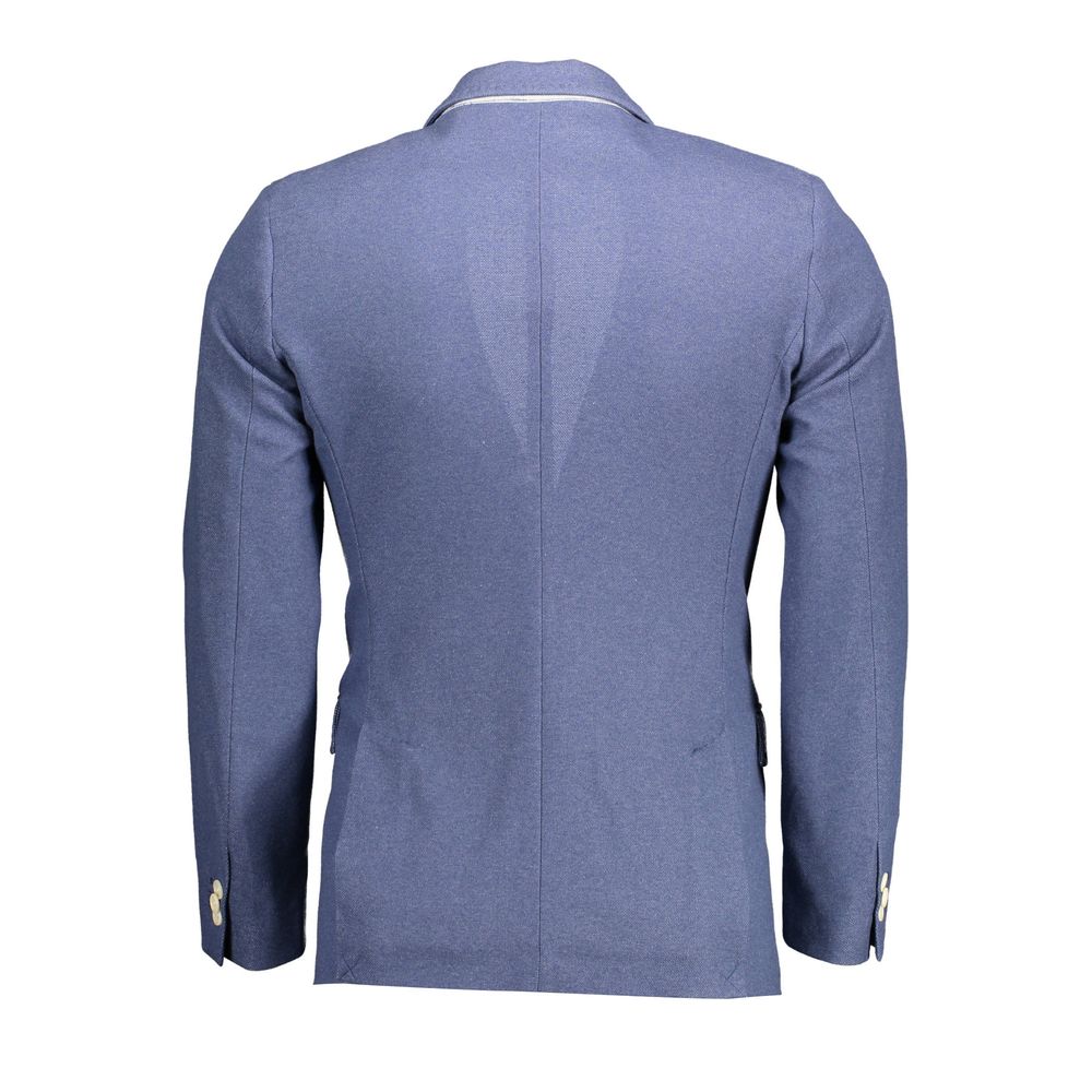 Blue Polyester Men Jacket