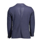 Blue Polyester Men Jacket