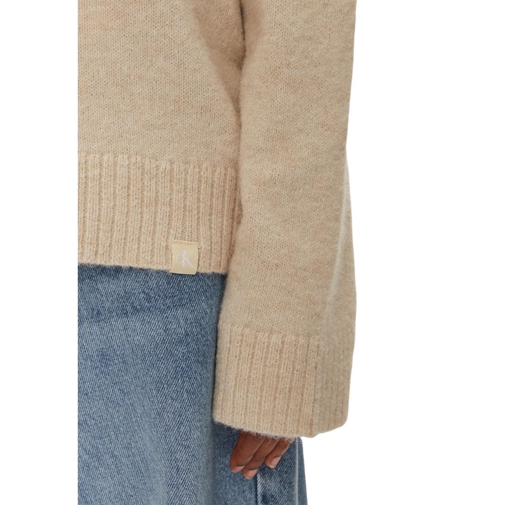 Beigefarbener Polyesterpullover