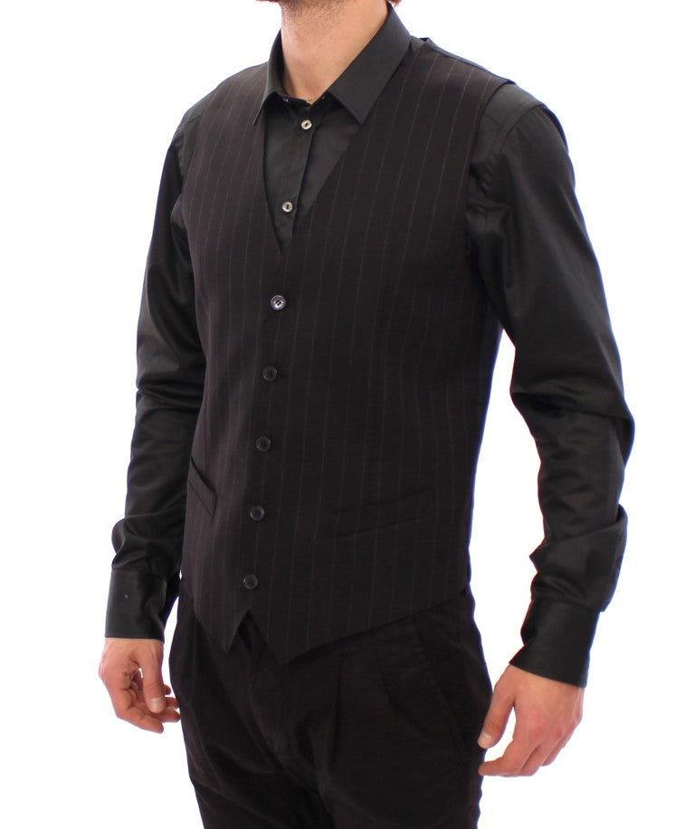 Elegante schwarz gestreifte Wollweste