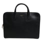 Black Calfskin Heat Pressed Logo Monreale Briefcase Bag