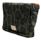 Green Nylon Leopard Print Shell Messenger Crossbody Bag