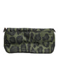 Green Nylon Leopard Print Shell Messenger Crossbody Bag