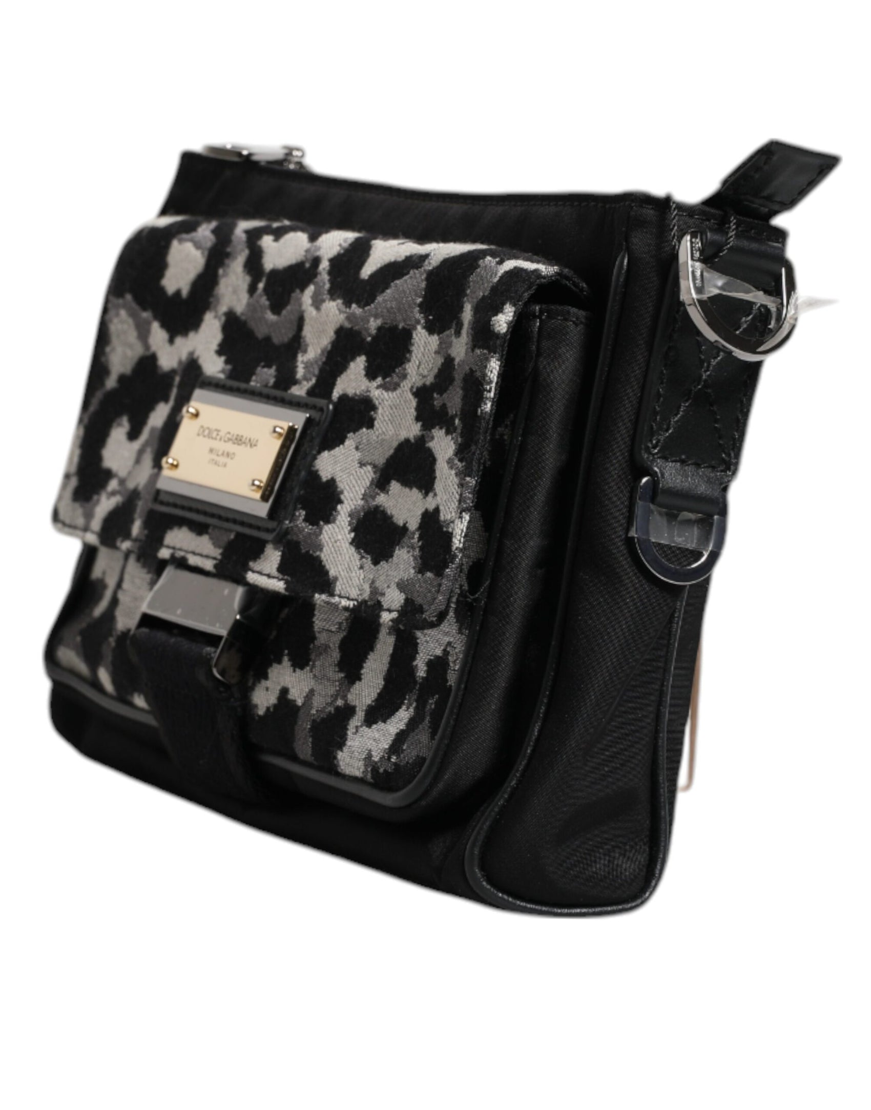 Borsa a tracolla jacquard leopardata multicolore