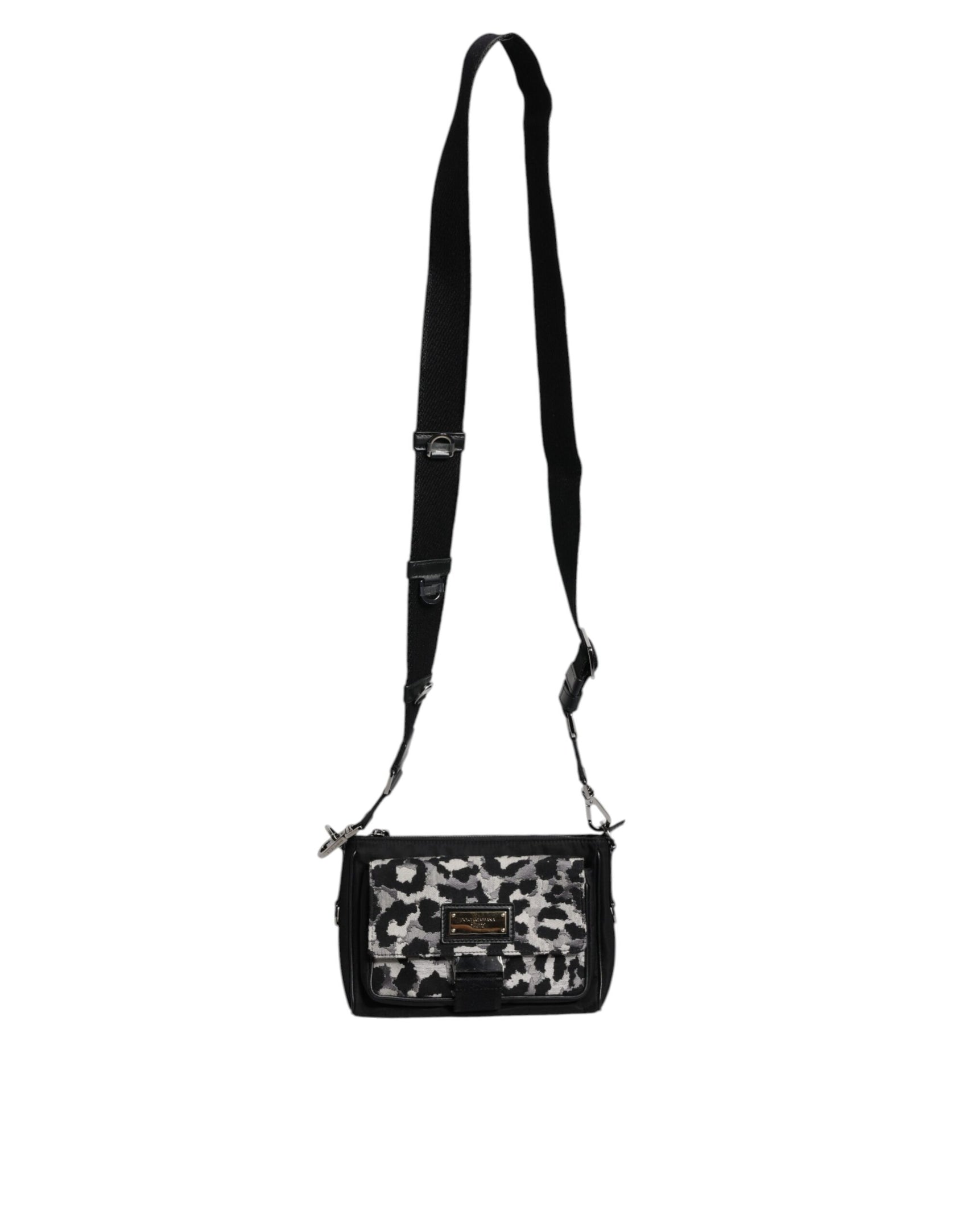 Borsa a tracolla jacquard leopardata multicolore