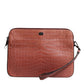 Bordeaux Croc Leather Logo Plaque Men Briefcase Bag