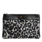 Multicolor Leopard Jacquard Logo Plaque Men Pouch Bag