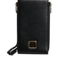 Black Leather Logo Plaque Neck Strap Card Coin Wallet