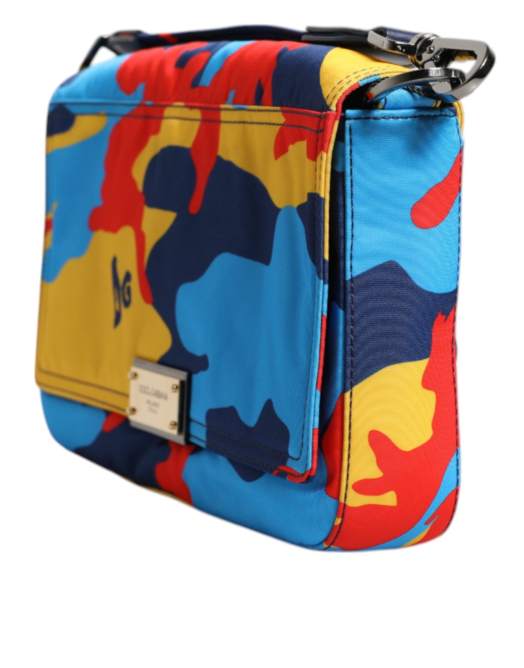 Borsa a tracolla in nylon mimetico multicolore