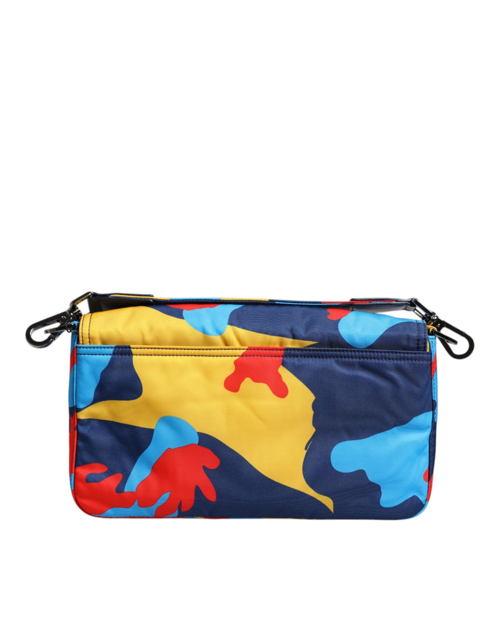 Borsa a tracolla in nylon mimetico multicolore