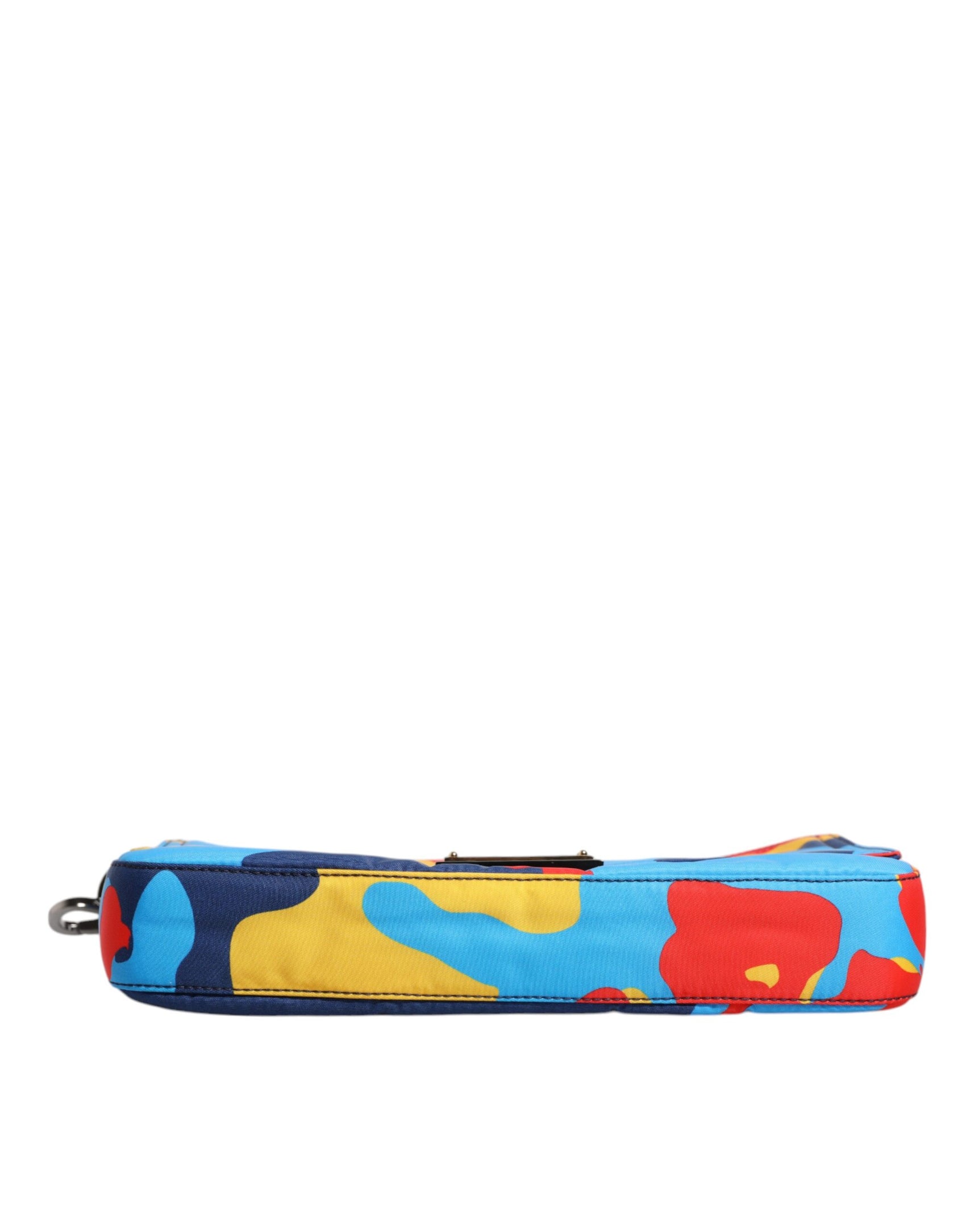 Borsa a tracolla in nylon mimetico multicolore
