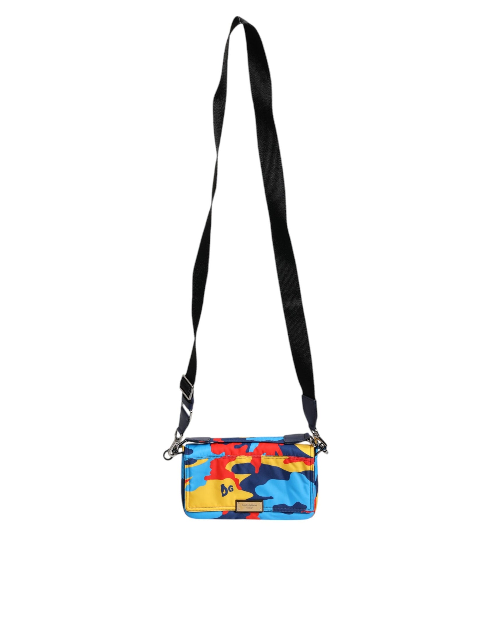 Borsa a tracolla in nylon mimetico multicolore